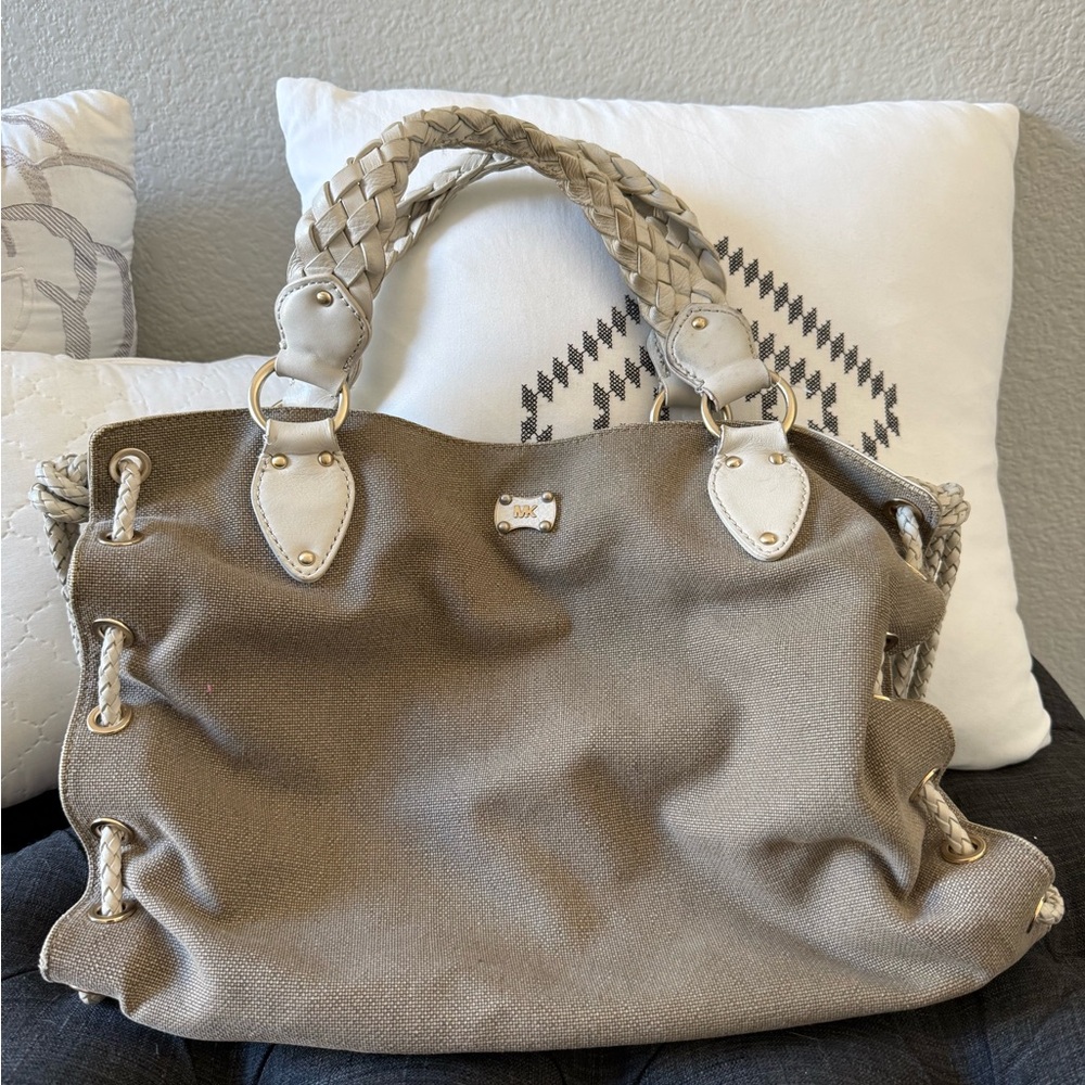 Michael Kors Tan Canvas & Leather Shoulder Bag